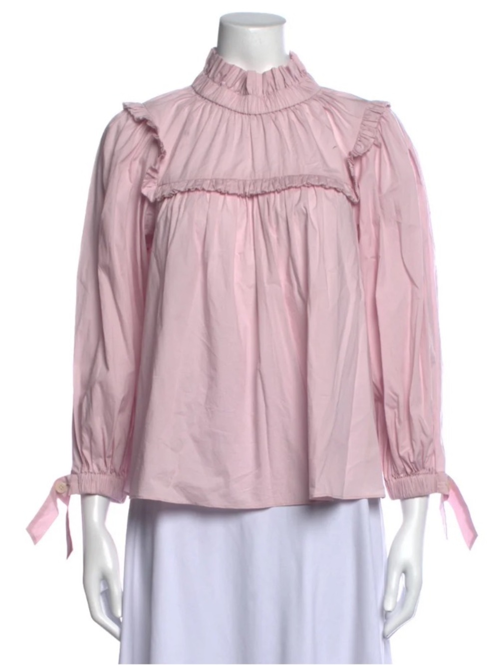 Sea New York Light Pink Ruffle High-Neck Blouse